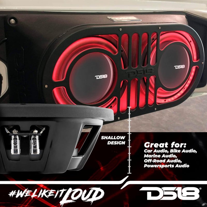 DS18 PSW10.4S 10" Shallow Mount Subwoofer - 1000 Watts Max Power, 500 Watts RMS, Water Resistant - Image 3