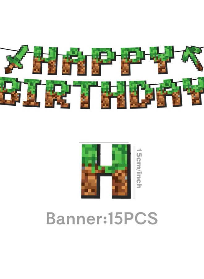 Party Minecraft Birthday Party Supplies Pixel Wars Party Balloon Gift Set of 7 - Image 3