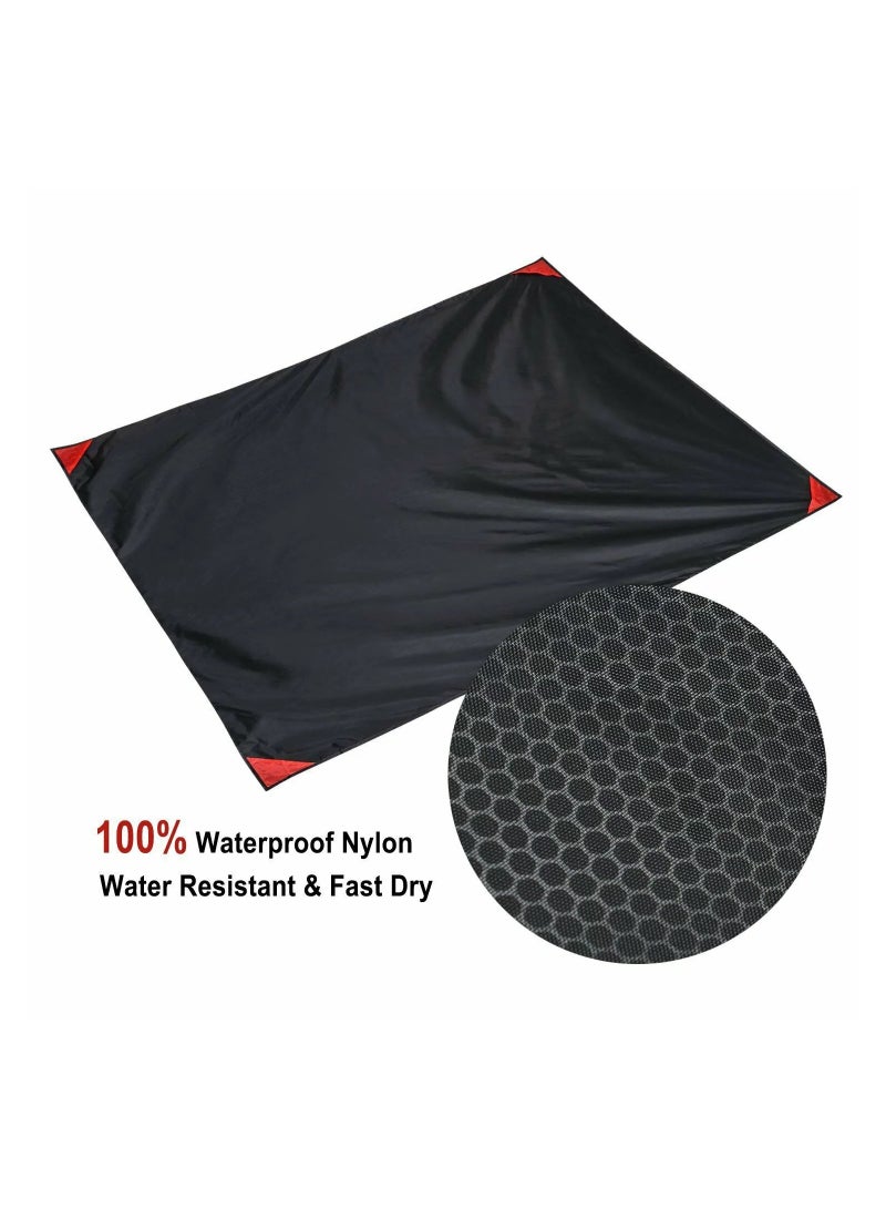 Generic Beach Mat Pocket Size Portable Picnic Mat Waterproof Sand-Free Camping Picnic Travel Mat Sandy Beach Mat 145x195 Cm - Black - Image 4