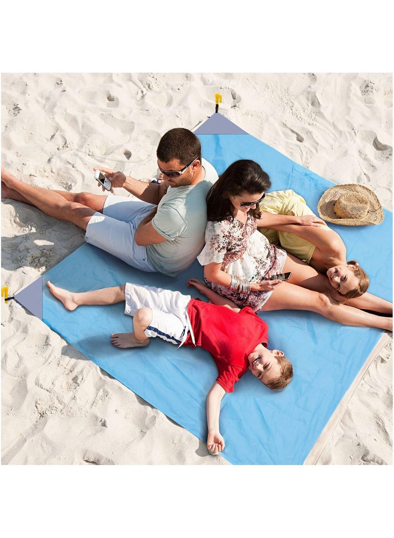 Generic Beach Mat Pocket Size Portable Picnic Mat Waterproof Sand-Free Camping Picnic Travel Mat Sandy Beach Mat 145x195 Cm - Black - Image 2