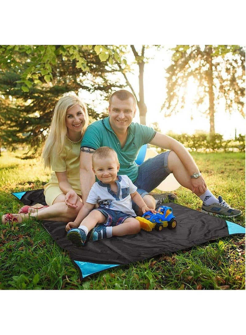 Generic Beach Mat Pocket Size Portable Picnic Mat Waterproof Sand-Free Camping Picnic Travel Mat Sandy Beach Mat 145x195 Cm - Black - Image 3