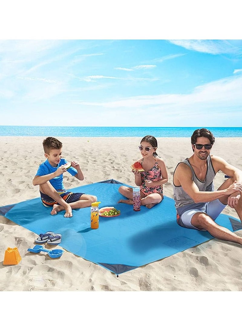 Generic Beach Mat Pocket Size Portable Picnic Mat Waterproof Sand-Free Camping Picnic Travel Mat Sandy Beach Mat 145x195 Cm - Black - Image 1