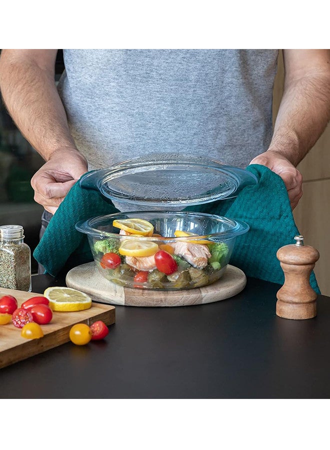 بيريكس 3-Piece Extreme Resistance Glass Bakeware Pan Set With Lid Clear Small 1.4 Liters, Medium 2.1 Liters, Large 3 Liters (Made in France) Clear - Image 4
