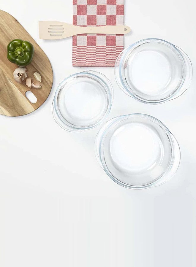 بيريكس 3-Piece Extreme Resistance Glass Bakeware Pan Set With Lid Clear Small 1.4 Liters, Medium 2.1 Liters, Large 3 Liters (Made in France) Clear - Image 5