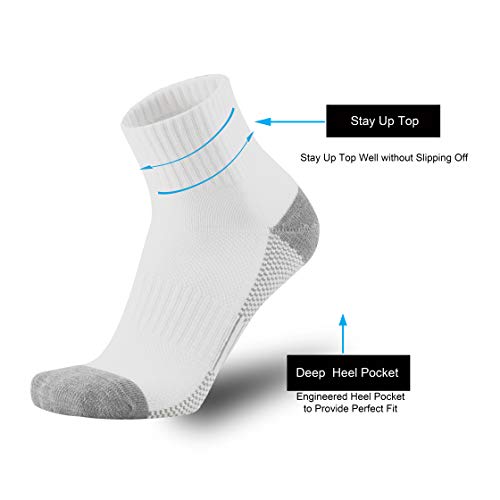 ONKE Max Full Cushion Low Cut Quarter Socks for Men Athletic Running Training Work Thick Warm Moisture Control Anti Blister(White L) - Image 2
