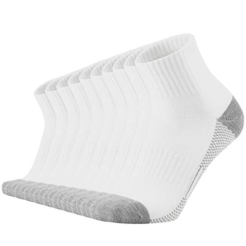 ONKE Max Full Cushion Low Cut Quarter Socks for Men Athletic Running Training Work Thick Warm Moisture Control Anti Blister(White L) - Image 1