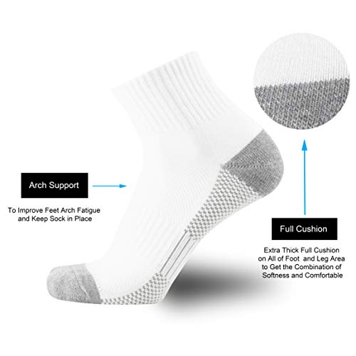 ONKE Max Full Cushion Low Cut Quarter Socks for Men Athletic Running Training Work Thick Warm Moisture Control Anti Blister(White L) - Image 3