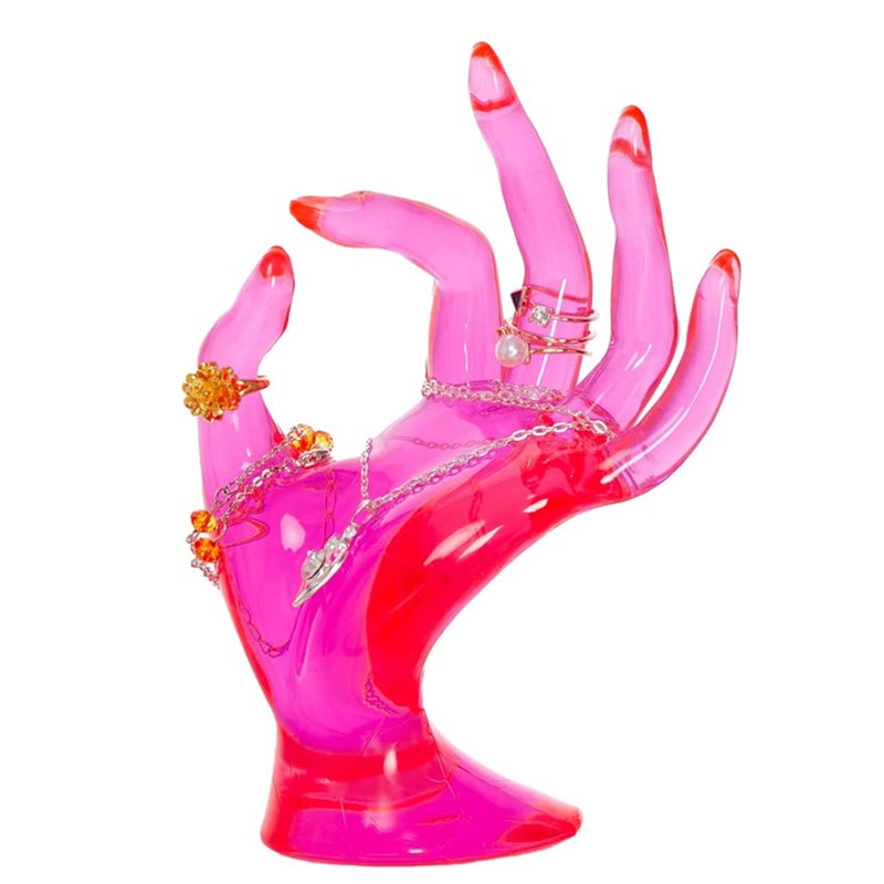 Maxsirui Hand Form Ring Holder Jewelry Display Organization Rack Bracelet Ring Watch Stand Support Aesthetic Decor Y2k Room Decor(Rose Red) - Image 1