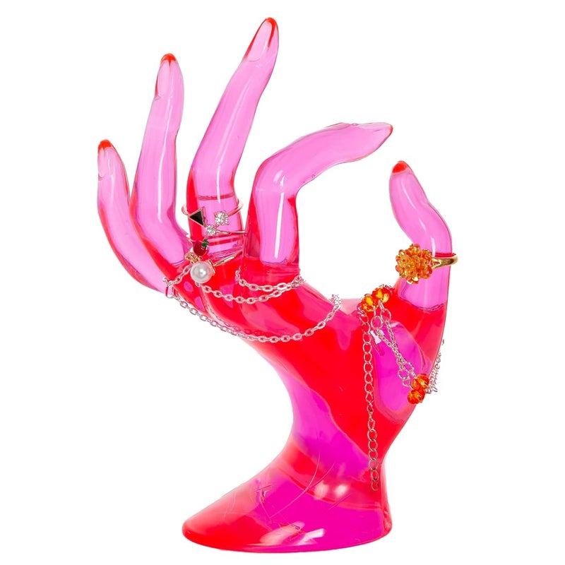 Maxsirui Hand Form Ring Holder Jewelry Display Organization Rack Bracelet Ring Watch Stand Support Aesthetic Decor Y2k Room Decor(Rose Red) - Image 2
