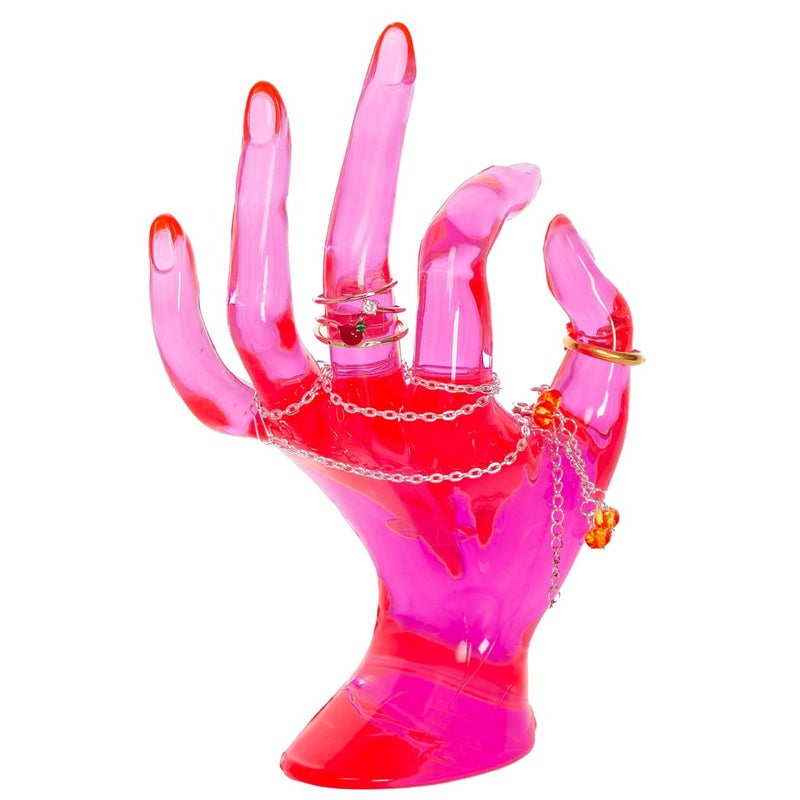 Maxsirui Hand Form Ring Holder Jewelry Display Organization Rack Bracelet Ring Watch Stand Support Aesthetic Decor Y2k Room Decor(Rose Red) - Image 4