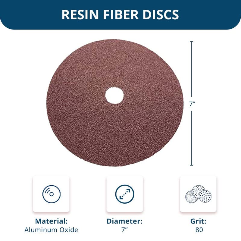 Benchmark Abrasives 7 Inch Sanding Discs Aluminum Oxide Resin Fiber Grinding Disc for Grinding, Stripping on Wood, Fiberglass, Steel, Metal, 7/8" Arbor Angle Grinder Sanding Disc, 25 Pack - 80 Grit - Image 5