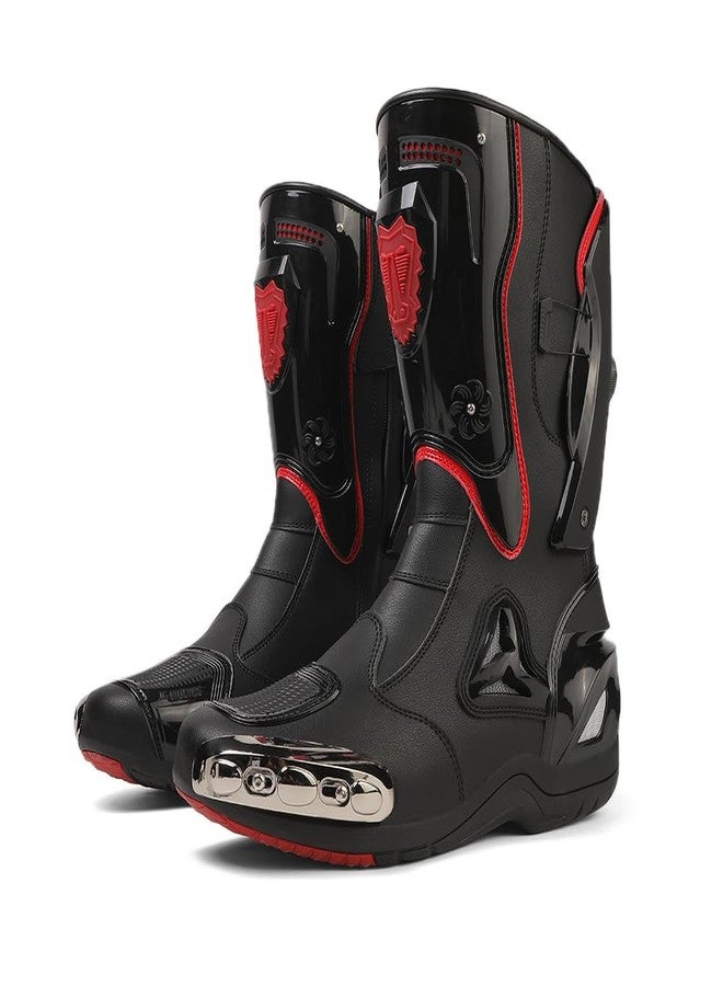 Zeozoom Motorcycle Riding Boots Motorcycle Leather Boots for Women and Men Protection Anti Slip Racing Sports (Black, Adult, Men, 9.5, Numeric, US Footwear Size System, Medium) - Image 4