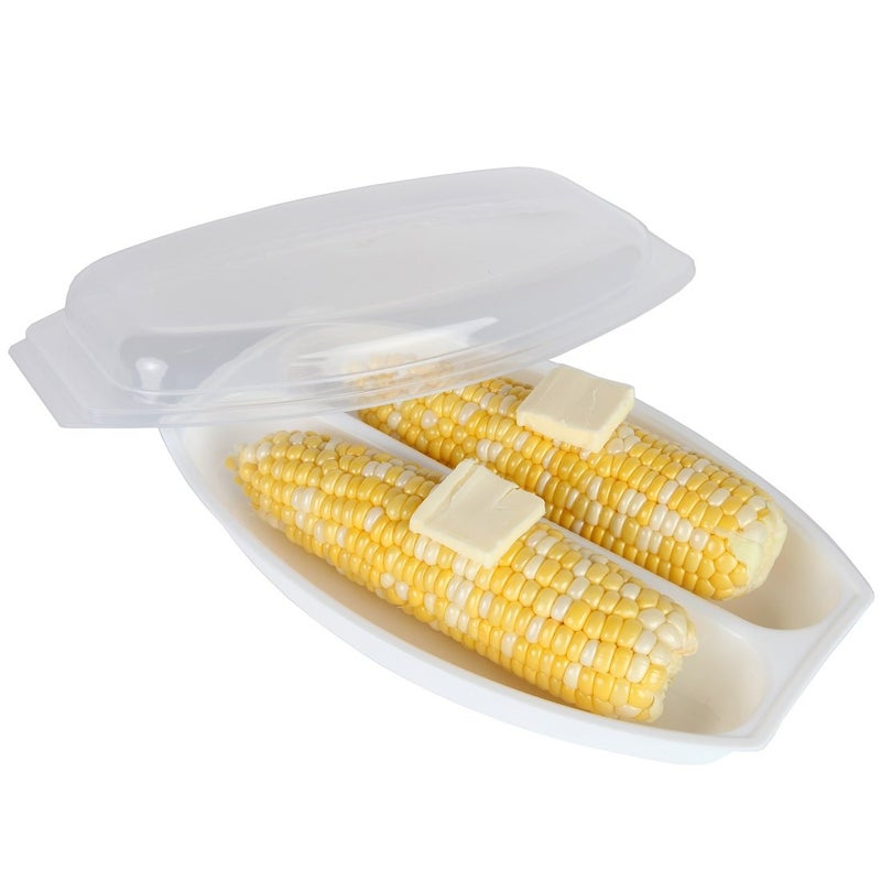 Home-X HomeX Microwave Corn Steamer with Lid  BPAFree Dishwasher Safe Airtight Lid Corn on the Cob Microwave Steamer for Delicious and Perfectly Cooked Corn on the Cob in Minutes