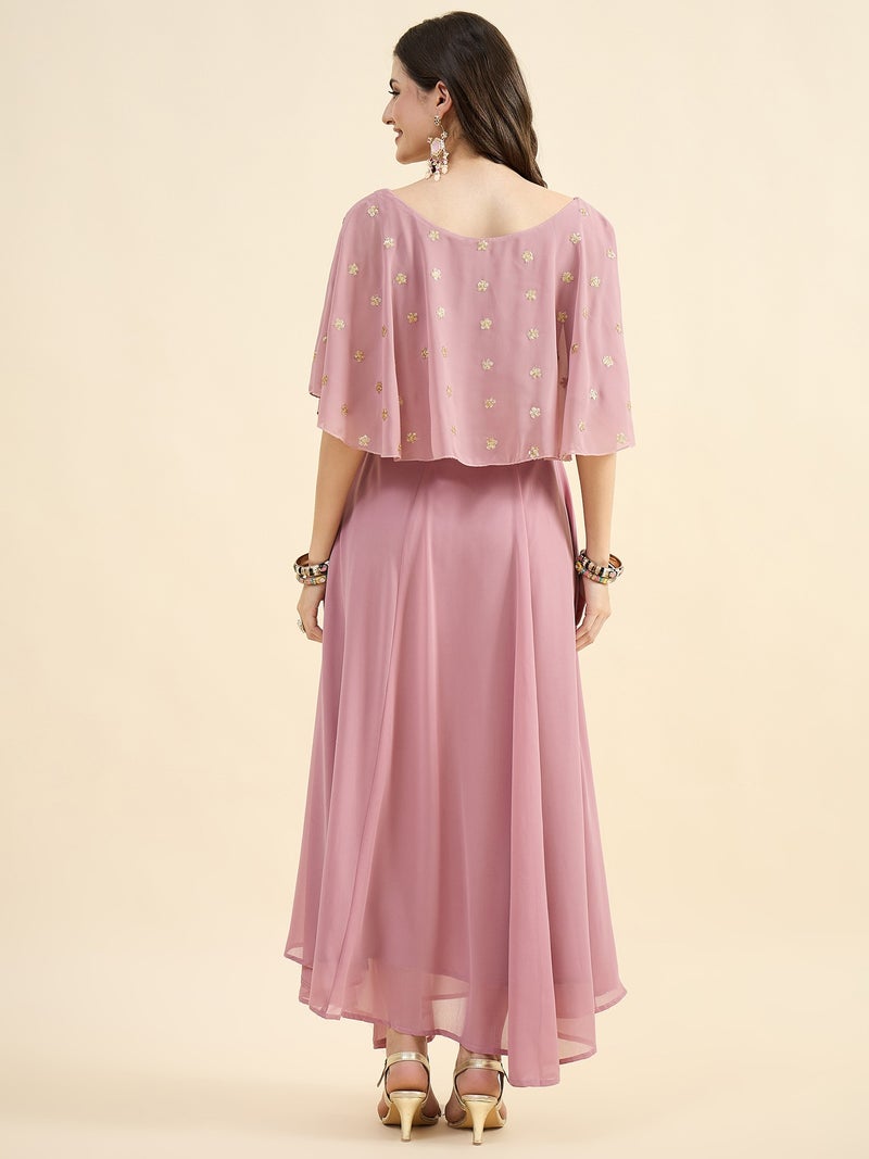 PANIT Rose Gold Yoke Embroidered maxi dress - Image 1