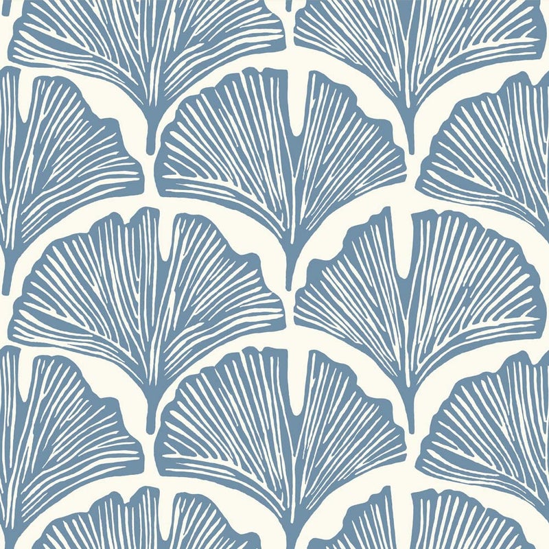 Tempaper x Novogratz Waverly Blue Feather Palm Removable Peel and Stick Wallpaper, 20.5 in X 16.5 ft, Made in The USA - Image 1