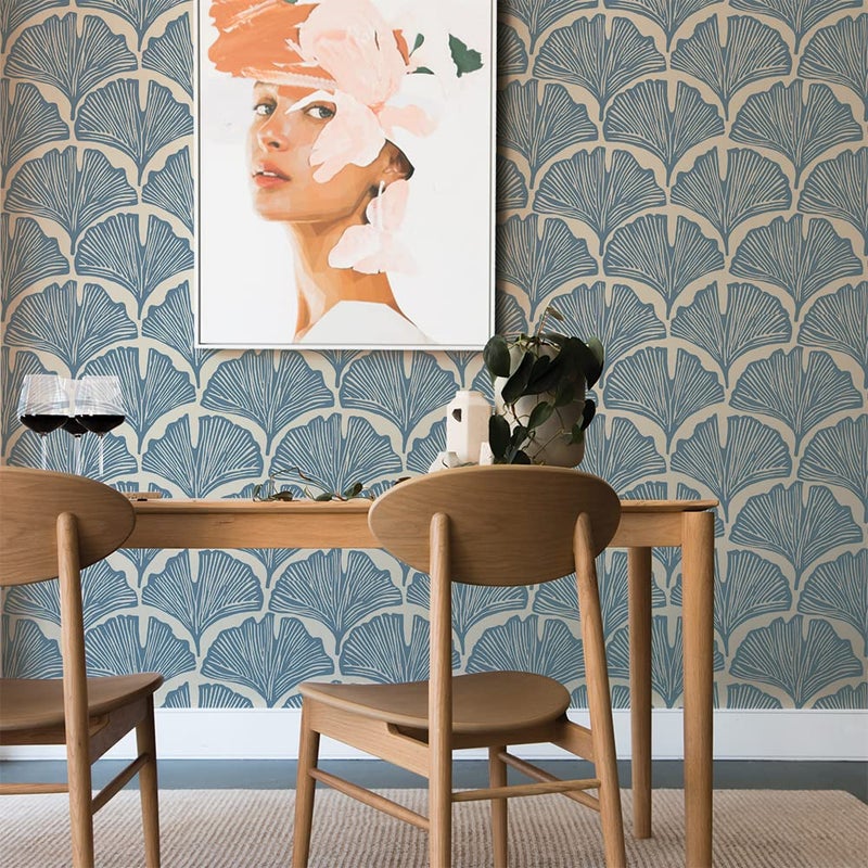 Tempaper x Novogratz Waverly Blue Feather Palm Removable Peel and Stick Wallpaper, 20.5 in X 16.5 ft, Made in The USA - Image 2