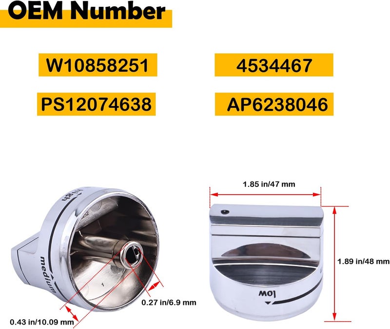 إلسون 5 قطع من مقابض مواقد المواقد W10858251 AP6238046 4534467 PS12074638، متوافقة مع مقابض المواقد الغازية لشركات Whirlpool وMaytag. - Image 2