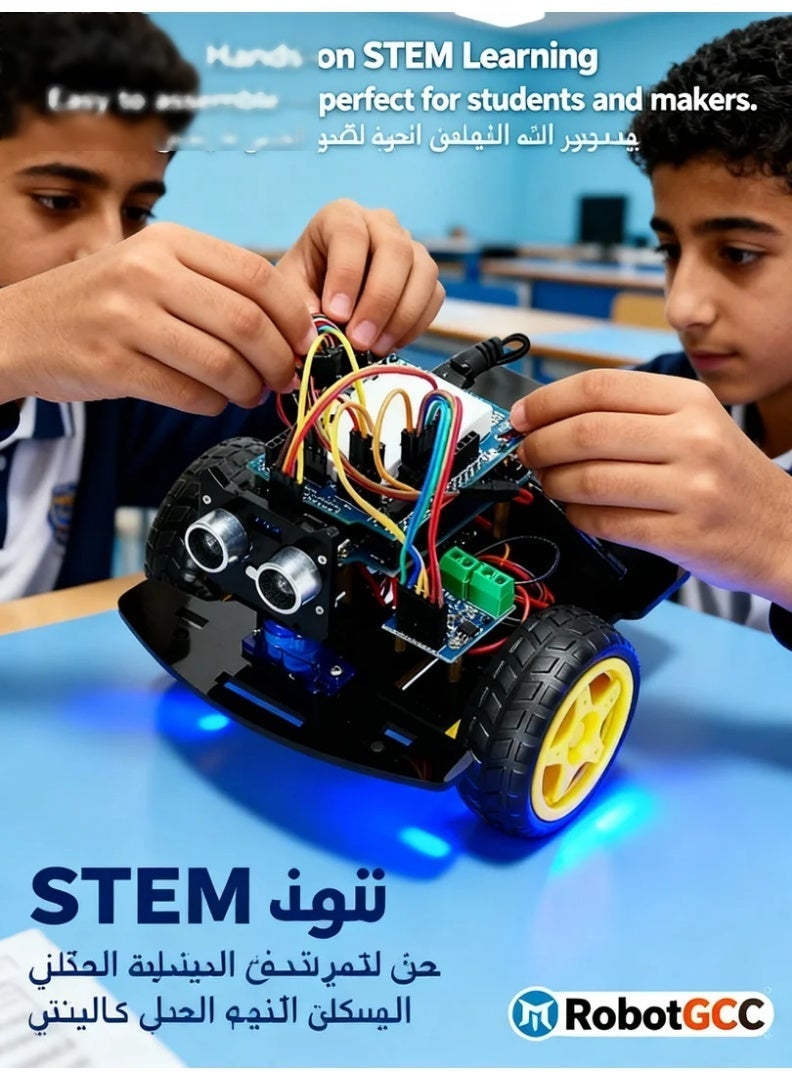 robotgcc Arduino Robot Car Kit | STEM Educational DIY Vehicle | IR Tracking + Ultrasonic Obstacle Avoidance | Autonomous Driving Coding Project | Robotics Learning Platform for Students | Smart Car Science Kit | Electronic Engineering Training - Image 2