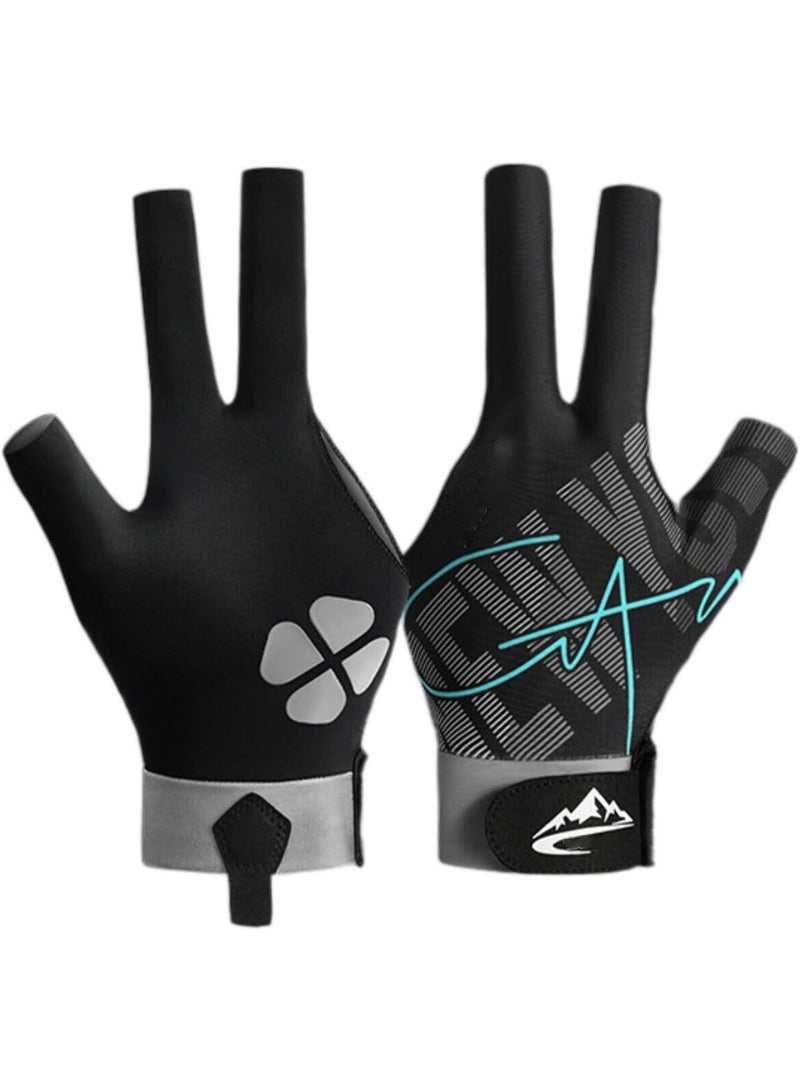 كيلا قفازات البلياردو اليسرى ، قفازات البلياردو عالية المرونة 3 أصابع ، قفازات رياضية مضادة للانزلاق للبلياردو للرجال والنساء ، مزيج مريح من البلياردو ، تصميم اليد اليسرى (أسود ، رمز M) - Image 1