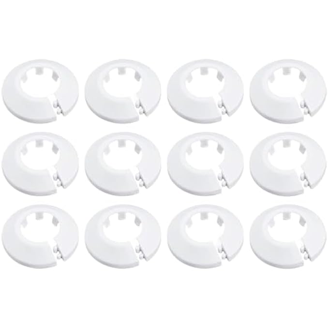 12PCS WHITE RADIATOR PIPE COVERS PLASTIC CAPS FOR 15-20MM PIPES SMALL DECORATIVE COLLARS WATER PIPES WALL PIPE COVERS SLEEVE CONCEALER - Image 2