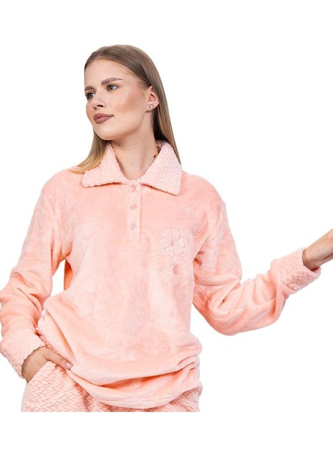 Dadoush Women's soft fleece pajama set, two pieces: top and pants - Women's winter pajamas, lined, consisting of (...(..two pieces.)..) Women's winter pajamas - Image 5