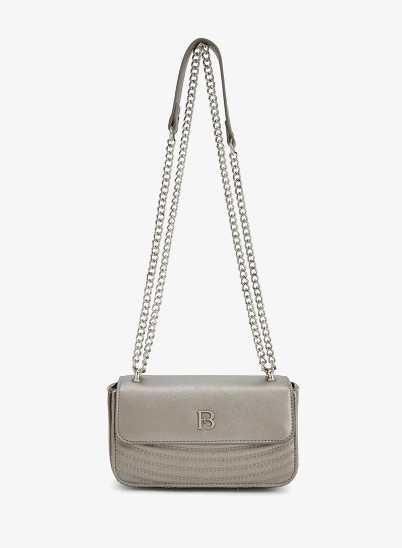 Textured Crossbody Bag With Chain Strap