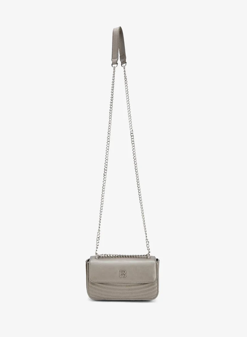 Flora Bella By Shoexpress PEWTER Textured Crossbody Bag With Chain Strap for Women | Best Price UAE