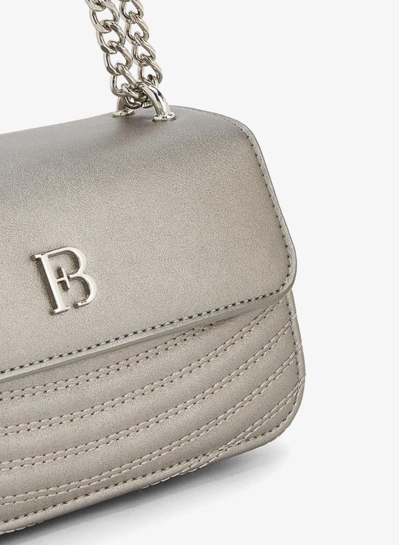 Flora Bella By Shoexpress PEWTER Textured Crossbody Bag With Chain Strap for Women | Best Price UAE