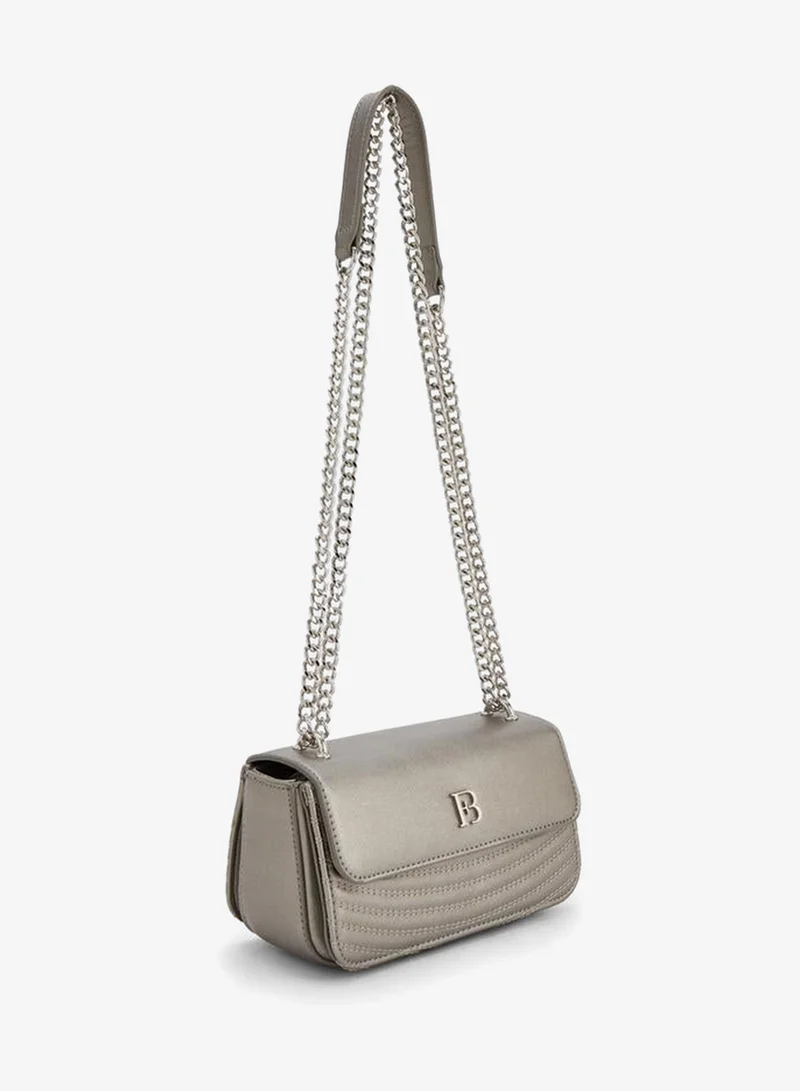 Flora Bella By Shoexpress PEWTER Textured Crossbody Bag With Chain Strap for Women | Best Price UAE