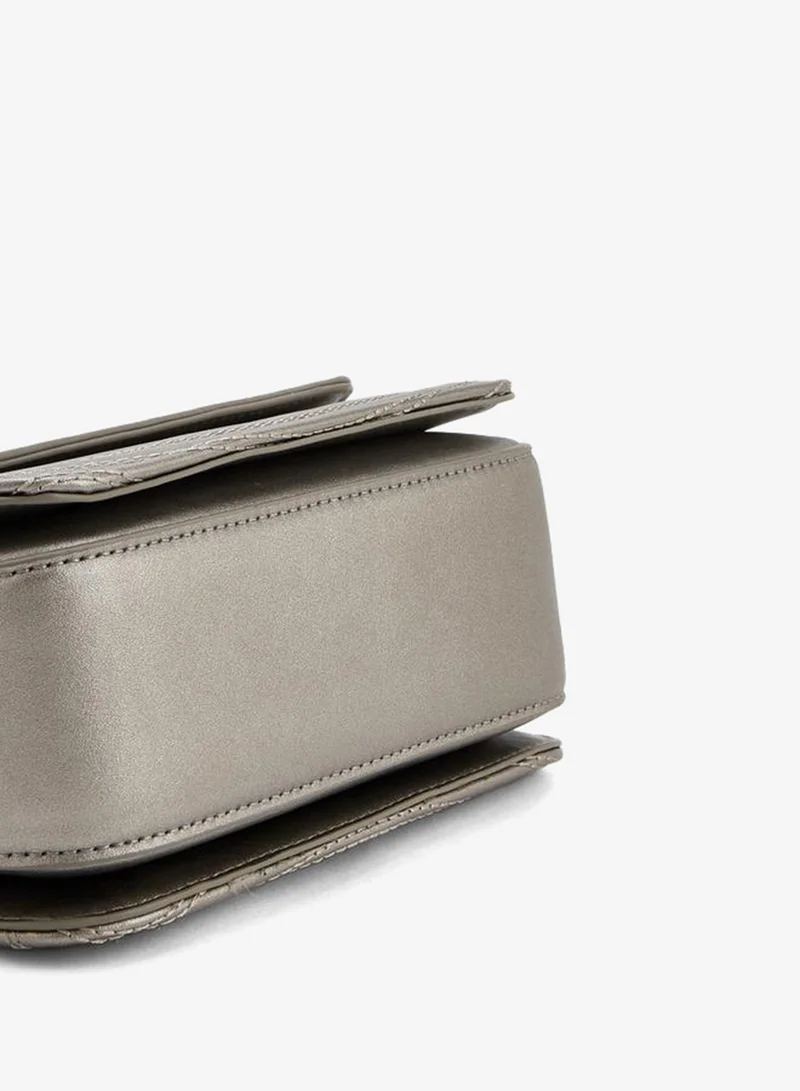 Flora Bella By Shoexpress PEWTER Textured Crossbody Bag With Chain Strap for Women | Best Price UAE
