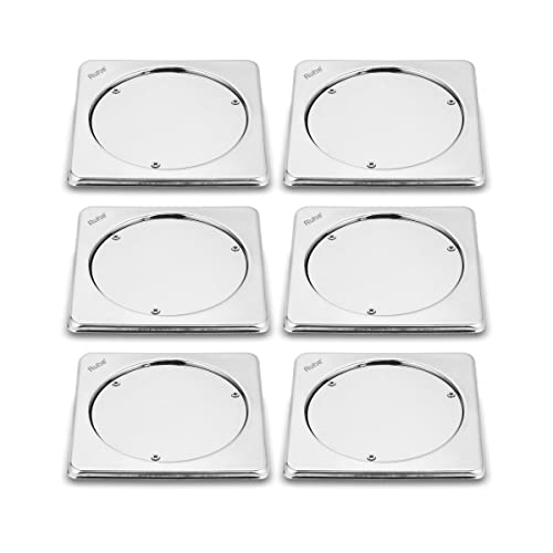 Ruhe® Square Clean Out with Collar Floor Drain (5 x 5 inches) | Stainless Steel Square Clean Out Jali | (Pack of 6) - Image 1