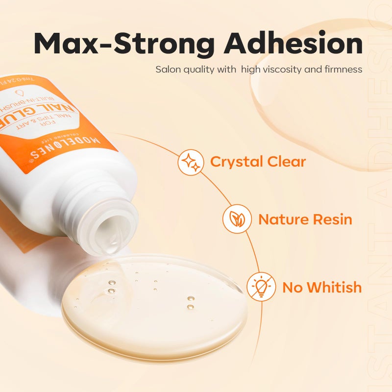 Modelones Nail Glue for Press Ons Nails Strong 2pcs 14ml Nails Tips Brush On Long Lasting Adhesive NO Cure - Image 3