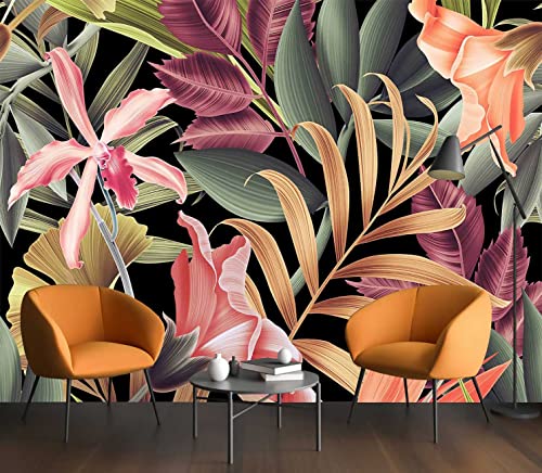 Reyhui Banana Leaf Large Wallpaper Tropical Flower Wall Mural for Living Room Bedroom Dining RoomNot SelfAdhesive - Image 1