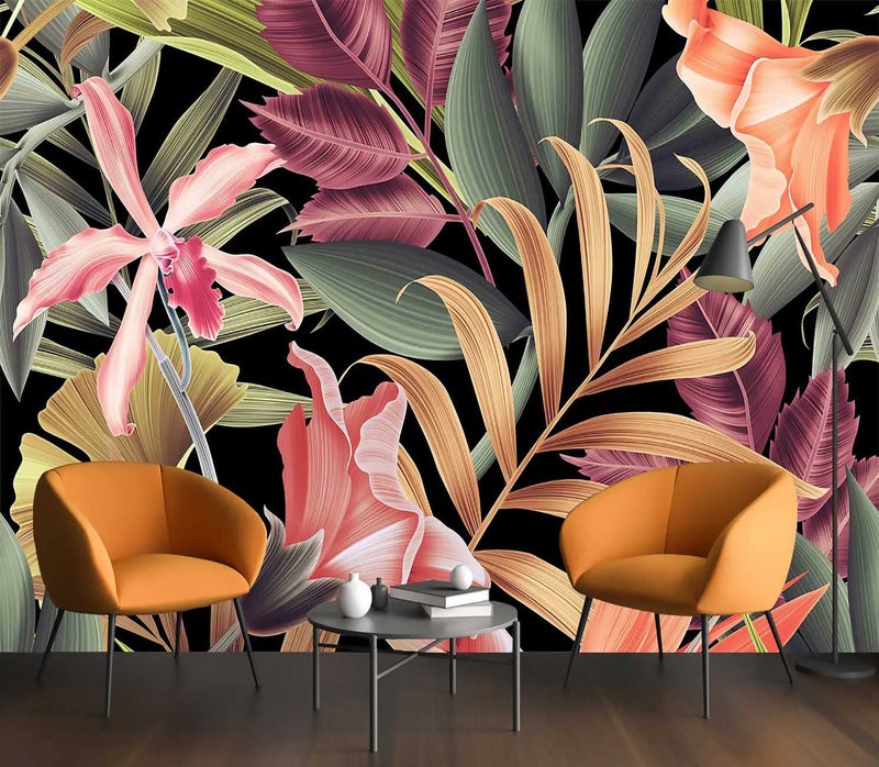 Reyhui Banana Leaf Large Wallpaper Tropical Flower Wall Mural for Living Room Bedroom Dining RoomNot SelfAdhesive - Image 2