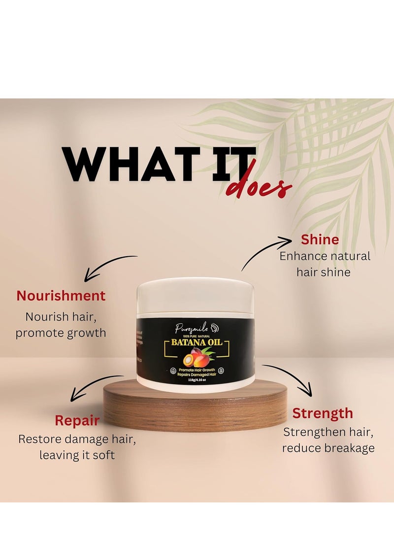 pure smile - Raw Batana Oil for Hair Growth | Organically Sourced From Honduras | Dr Sebi approvedEnhances Hair Thickness, Prevents Loss for Men & Women - Image 1