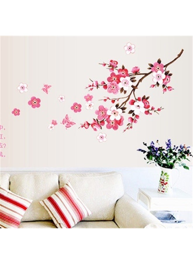yongsheng Watercolor peach Blossoms Kids Wall Stickers Wall Decals Peel and Stick Removable Wall Stickers for Kids Nursery Bedroom Living Room décor，Spring peach Blossom Branches Window Cling Decal Stickers  - Image 1