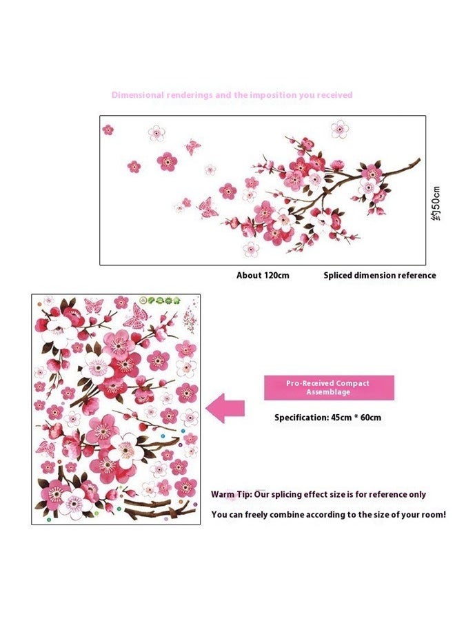 yongsheng Watercolor peach Blossoms Kids Wall Stickers Wall Decals Peel and Stick Removable Wall Stickers for Kids Nursery Bedroom Living Room décor，Spring peach Blossom Branches Window Cling Decal Stickers  - Image 2
