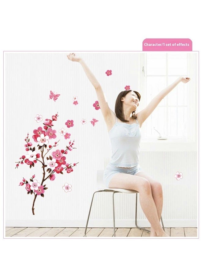yongsheng Watercolor peach Blossoms Kids Wall Stickers Wall Decals Peel and Stick Removable Wall Stickers for Kids Nursery Bedroom Living Room décor，Spring peach Blossom Branches Window Cling Decal Stickers  - Image 3