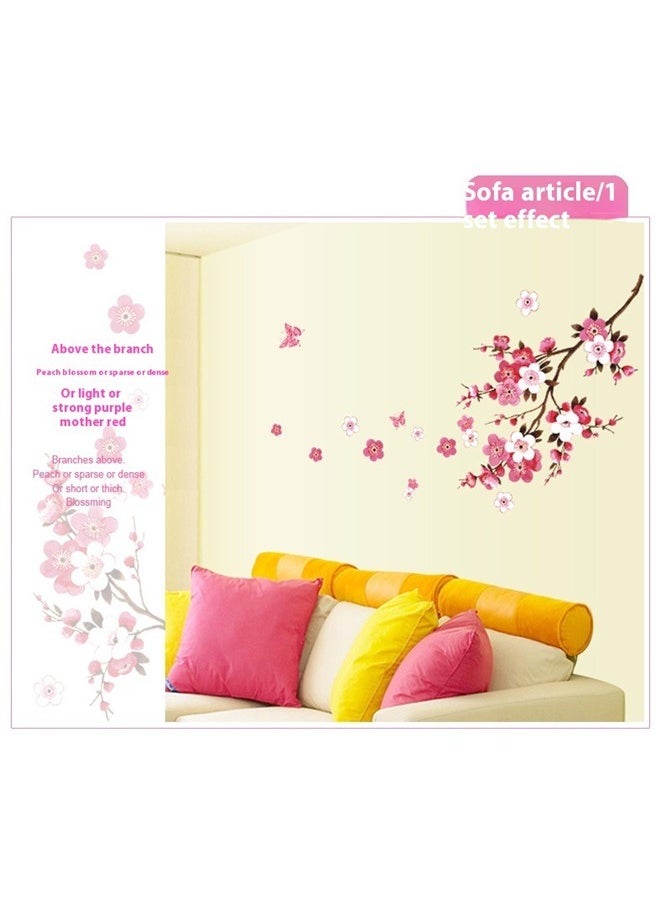 yongsheng Watercolor peach Blossoms Kids Wall Stickers Wall Decals Peel and Stick Removable Wall Stickers for Kids Nursery Bedroom Living Room décor，Spring peach Blossom Branches Window Cling Decal Stickers  - Image 4