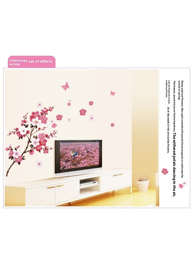 yongsheng Watercolor peach Blossoms Kids Wall Stickers Wall Decals Peel and Stick Removable Wall Stickers for Kids Nursery Bedroom Living Room décor，Spring peach Blossom Branches Window Cling Decal Stickers  - Image 5