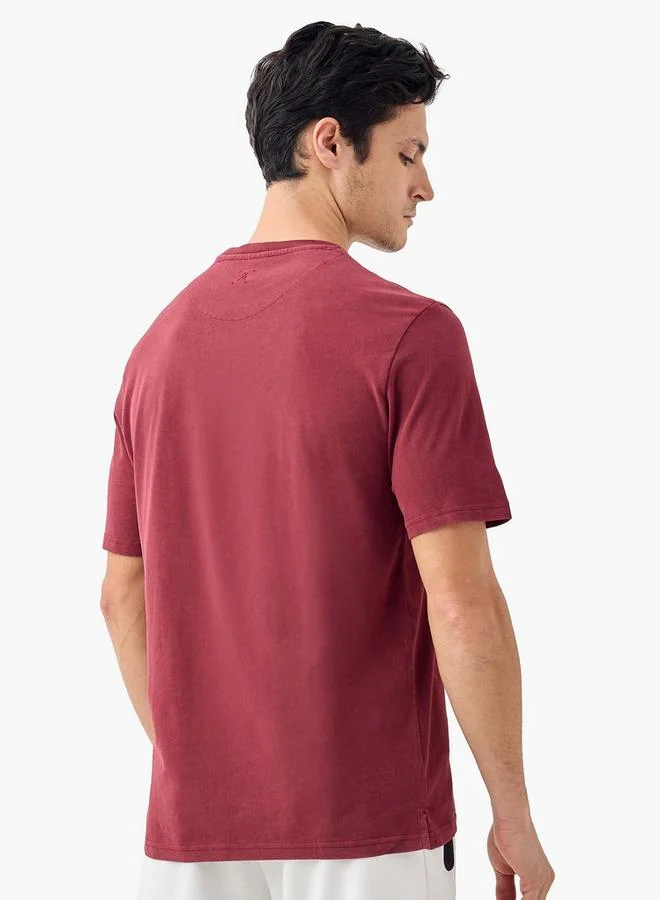 Active Typographic Print Crew Neck T-shirt with Short Sleeves