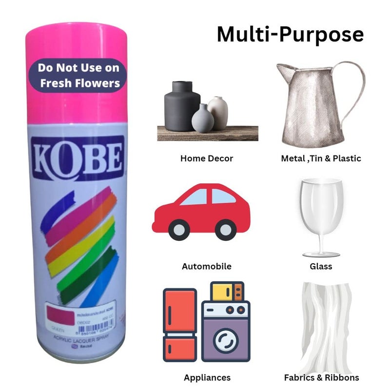 Oasis Kobe Acrylic Spray Paint – Fast Dry Multipurpose Spray For Metal, Wood, Walls, Automobiles, Art & Craft, DIY Projects – 400ML (Queen Red) - Image 3