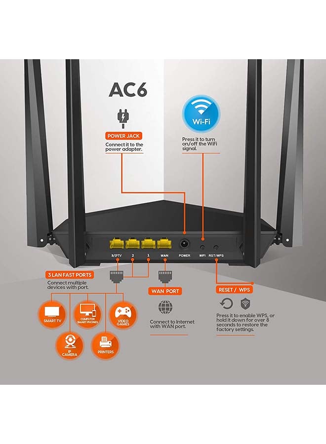 Tenda Dual-Band WiFi Router Black - Image 2