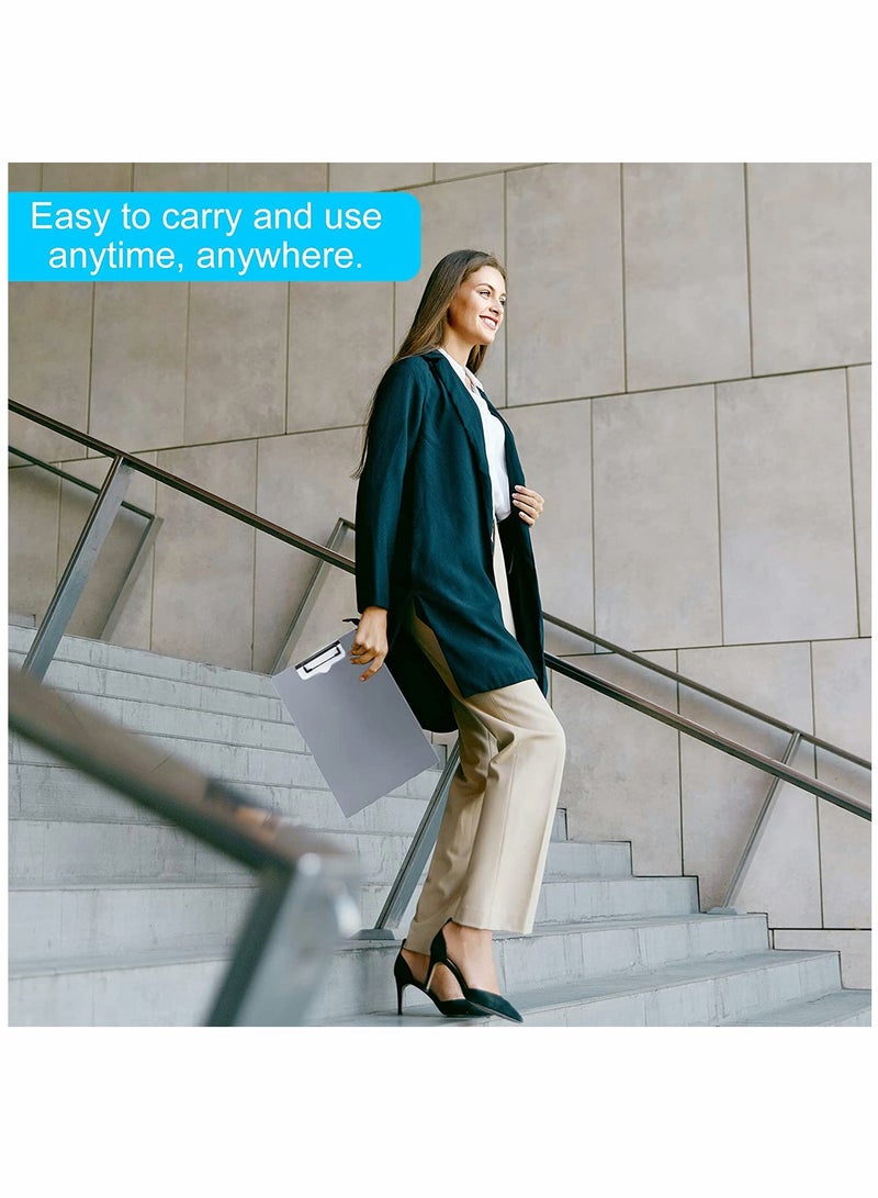 Excefore Classic Clipboards Plastic Clip Board A4 Folding Document Folder For Office Nursing Teacher Student Stationery Test, A4 Size 9 x 12.5 Inch With Low Profile Metal Clip, Gray - Image 4