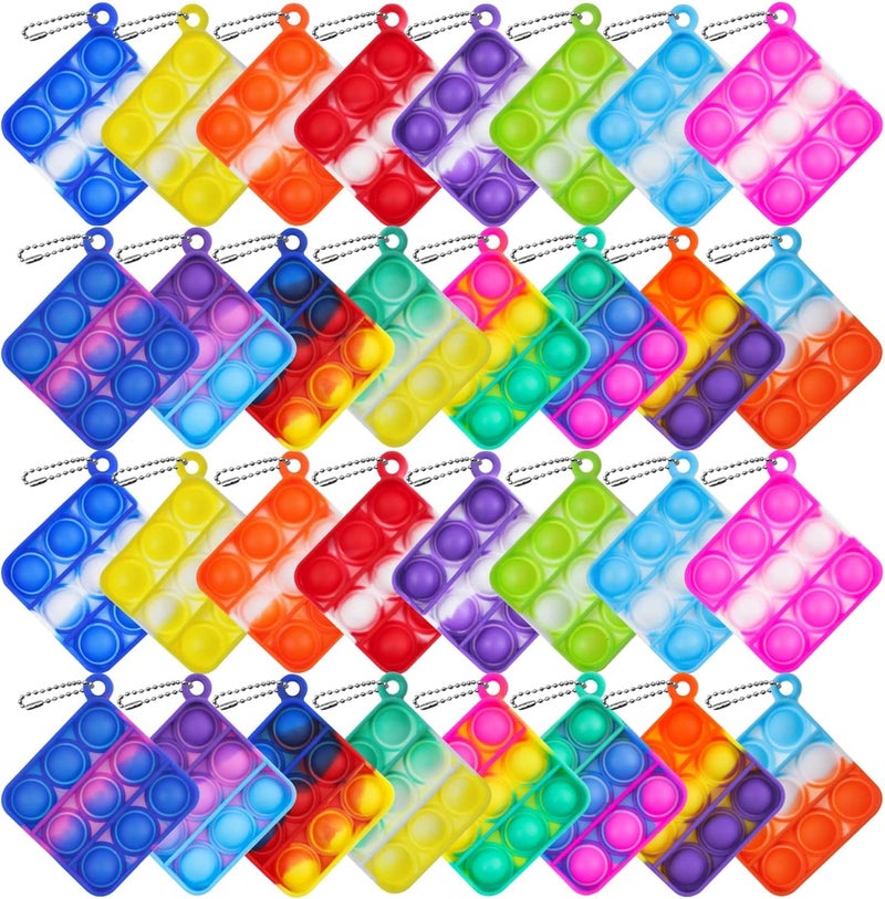 kapibarasensei 12Pcs Random Color Mini Pop Keychain Fidget Toy Push Bubble Pop Silicone Squeeze Sensory Toys Make Fun for Kids Anxiety Stress Reliever for Adults - Image 2