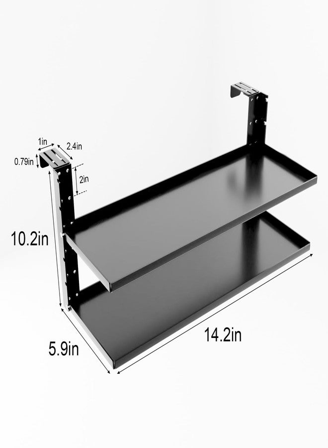AKBFOX Office Cubicle Shelf - 14.2'' x 5.9'' Dual-Tier Storage Organizer Floating Corner Rack Hanging Shelf Height Adjustable Home Office Essentials for Planter Statue Decor Photo Frame - Image 3