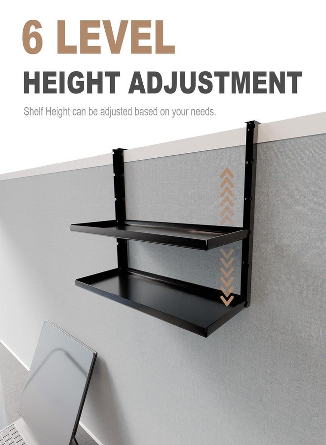 AKBFOX Office Cubicle Shelf - 14.2'' x 5.9'' Dual-Tier Storage Organizer Floating Corner Rack Hanging Shelf Height Adjustable Home Office Essentials for Planter Statue Decor Photo Frame - Image 4