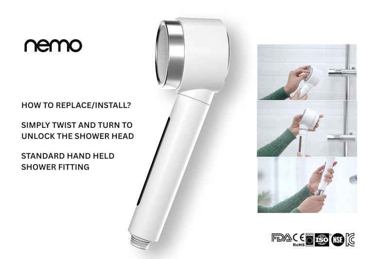 NEMO Vitamin Hand Shower for Bathroom| Reduces Hair Fall & Skin Irritation | Lightweight Korean Minimalist Design | Dual Filtration | Sediment Filter(1pc) Included | Vita-refilters sold Separately - Image 4