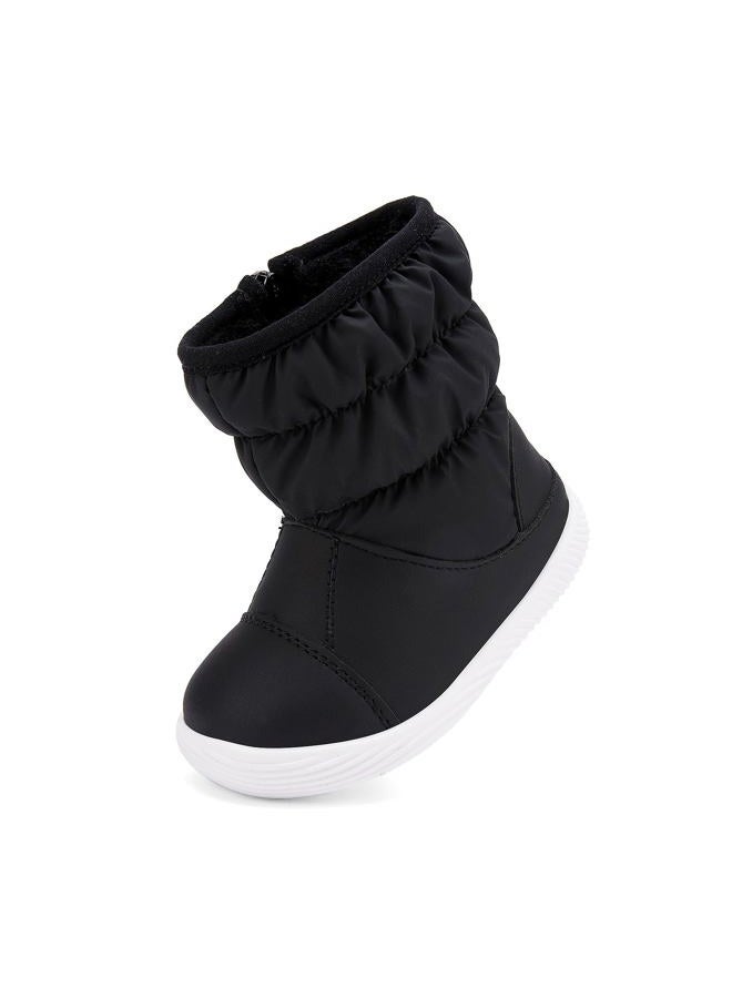 BMCiTYBM Baby Boy Girl Snow Boots Waterproof Infant Winter Warm Booties Nonslip Lightweight Outdoor Shoes for Cold Weather 6 9 12 18 24 Months Black Size 6-12 Months Toddler - Image 3