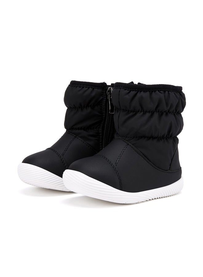 BMCiTYBM Baby Boy Girl Snow Boots Waterproof Infant Winter Warm Booties Nonslip Lightweight Outdoor Shoes for Cold Weather 6 9 12 18 24 Months Black Size 6-12 Months Toddler - Image 1